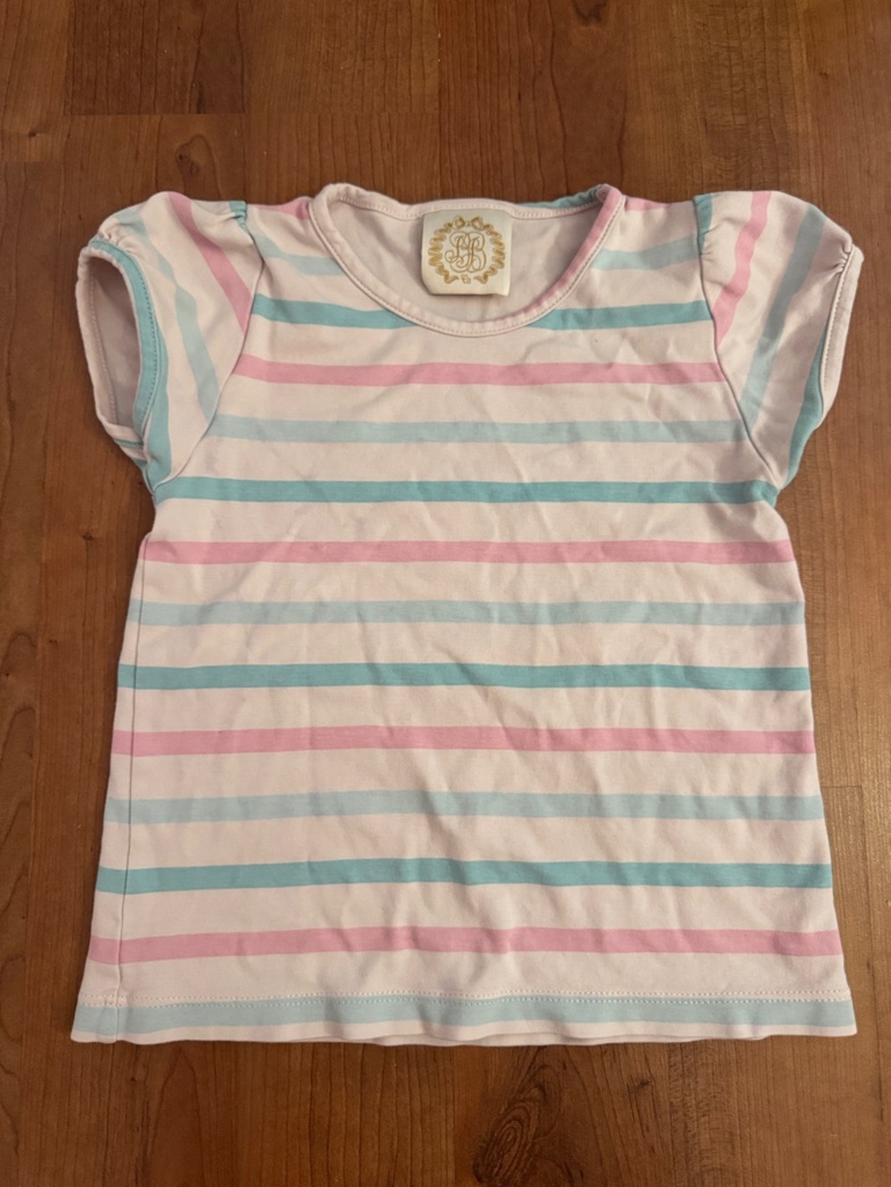 The Beaufort Bonnet Company Pastel Pink & Blue Striped Short Sleeve Tee